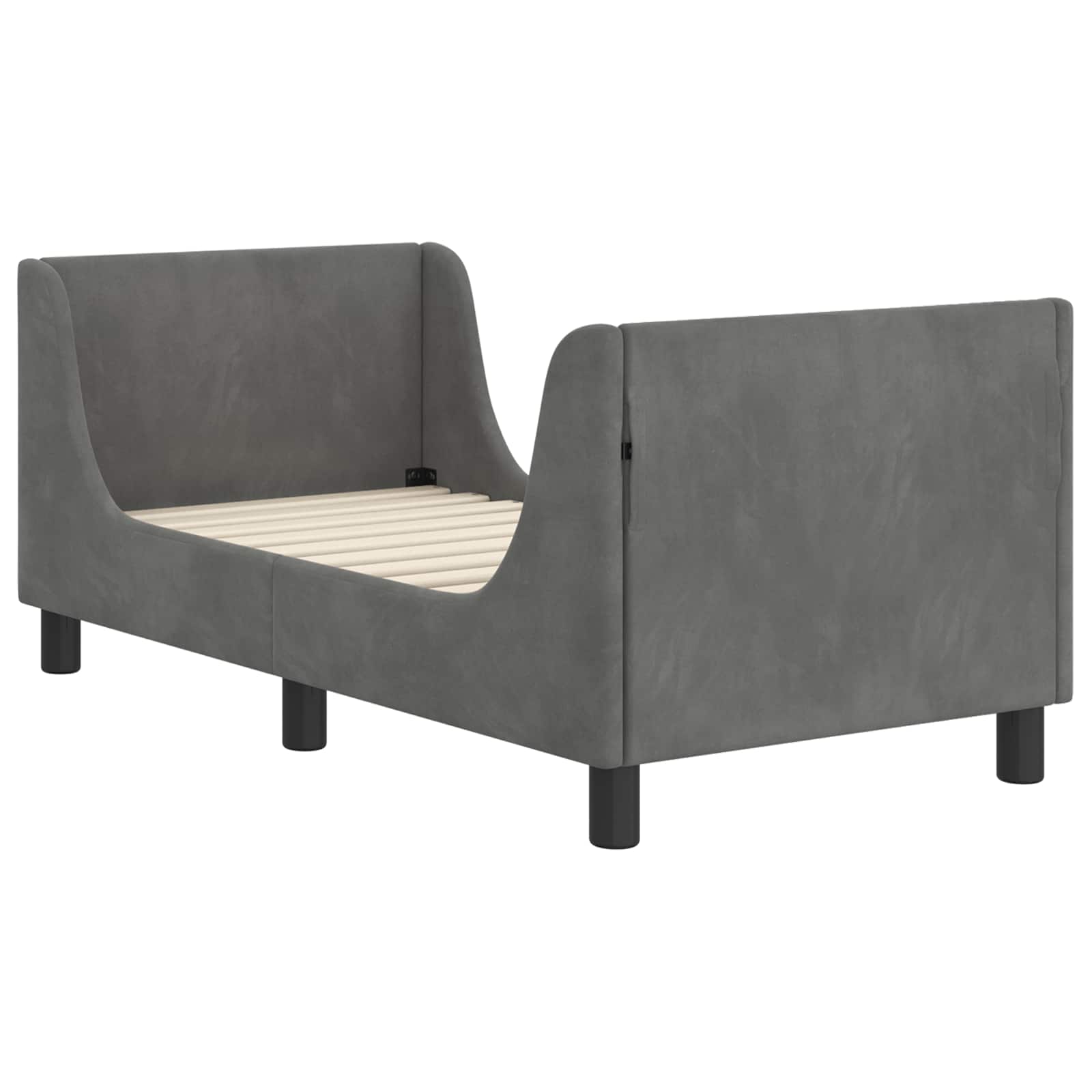 vidaXL Kinderbettgestell mit Kopfteil Dunkelgrau 70 x 140 cm Samt