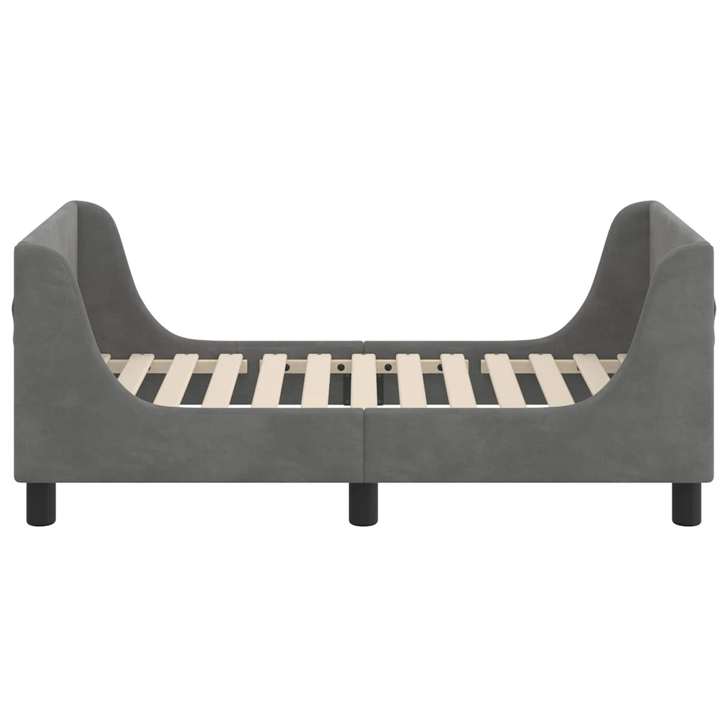 vidaXL Kinderbettgestell mit Kopfteil Dunkelgrau 70 x 140 cm Samt
