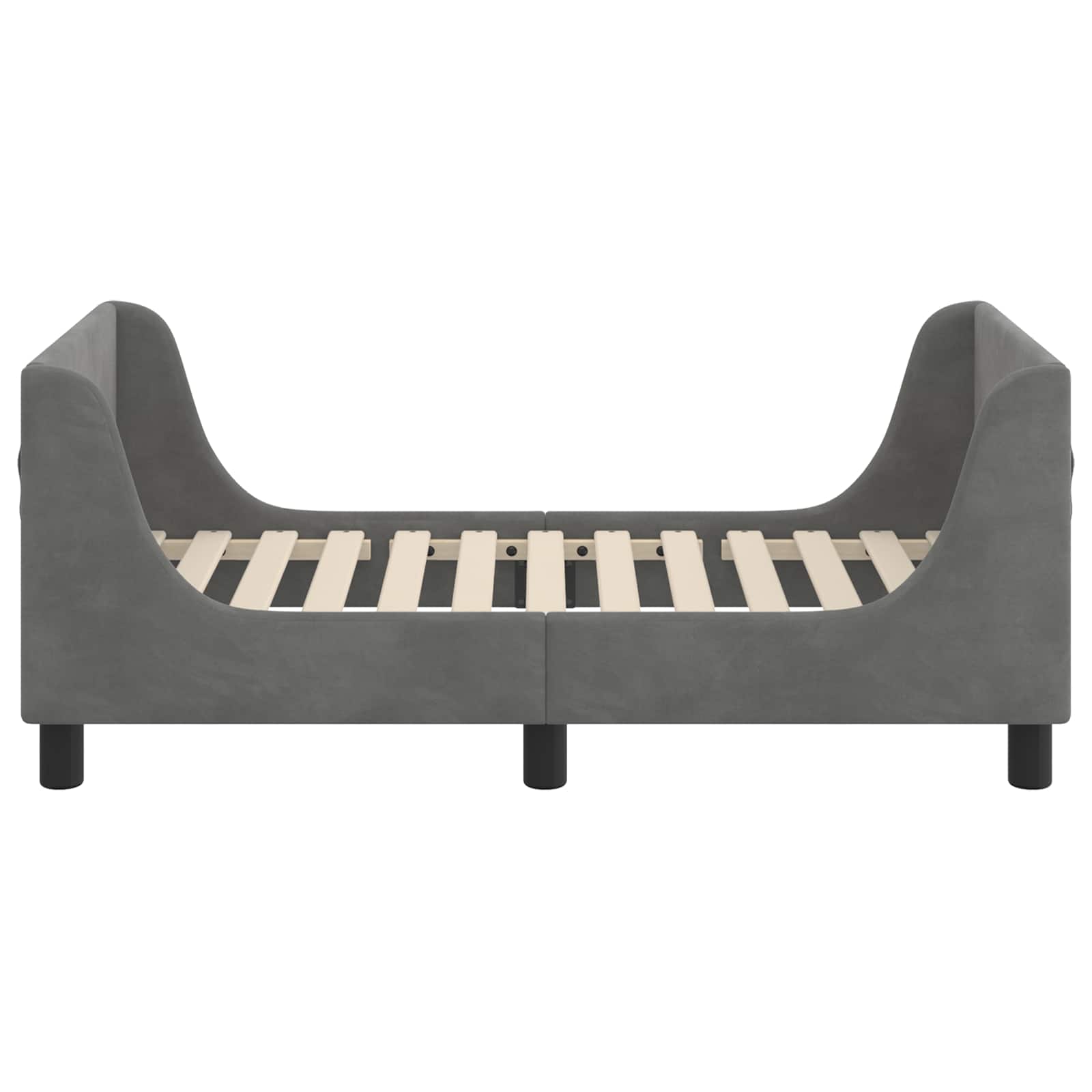 vidaXL Kinderbettgestell mit Kopfteil Dunkelgrau 70 x 140 cm Samt