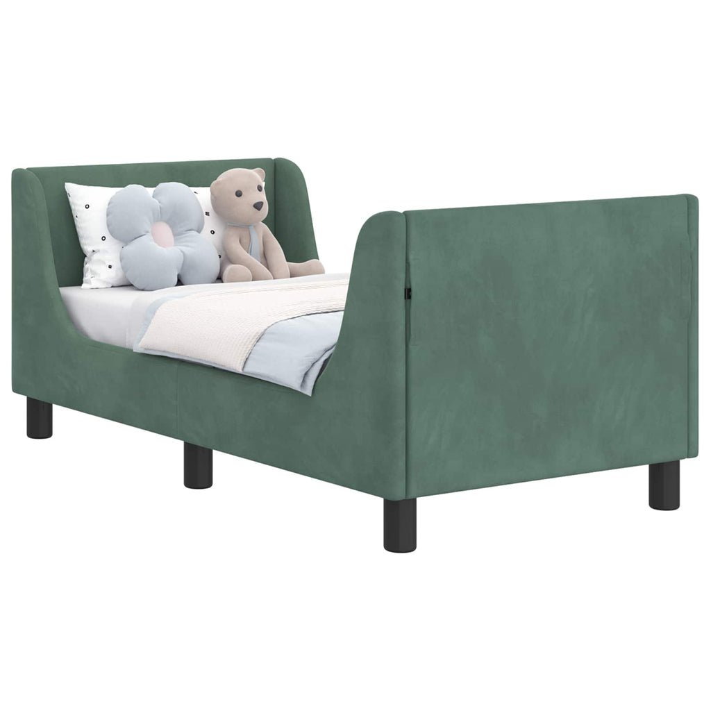 vidaXL Kinderbettgestell mit Kopfteil Meergrün 70 x 140 cm Samt