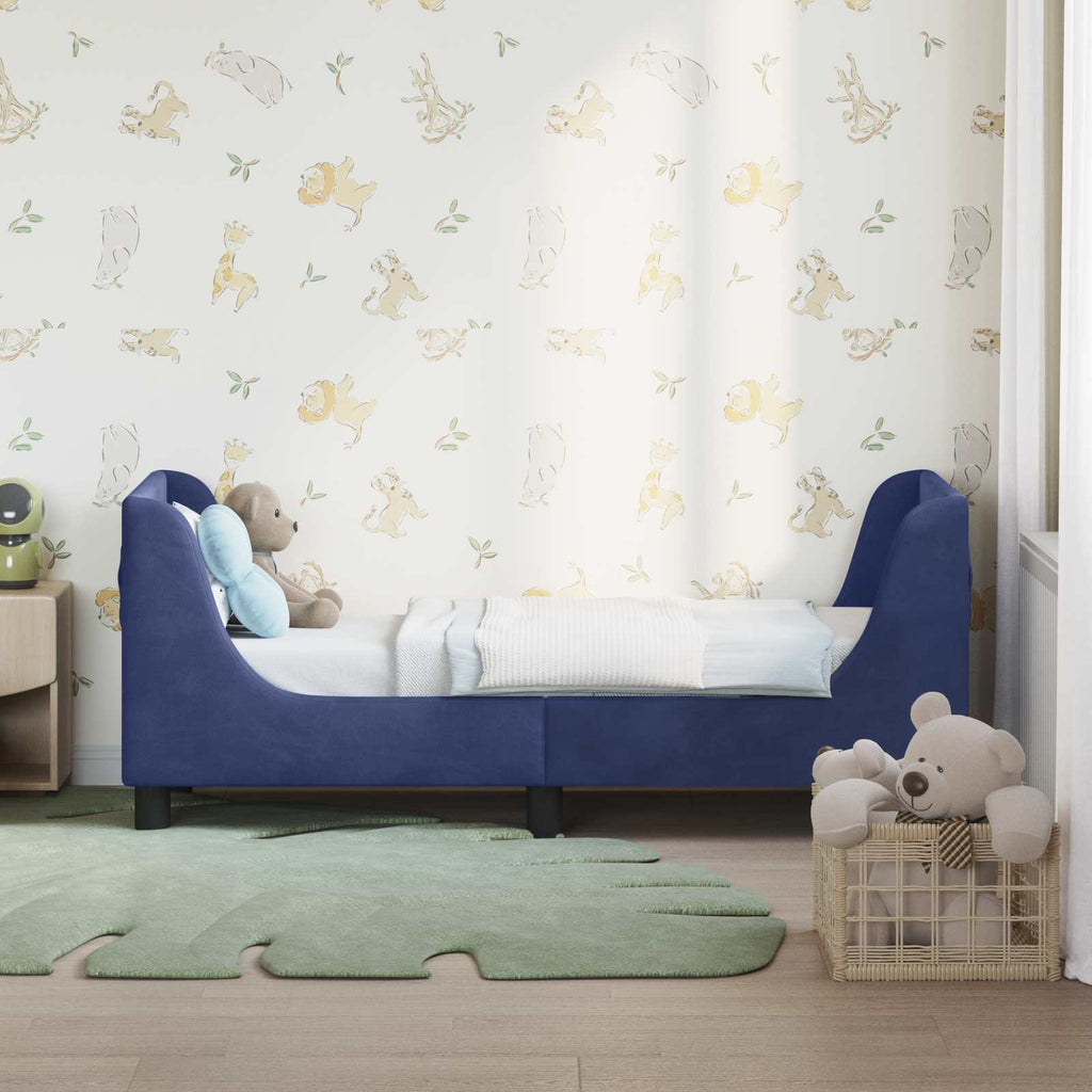 vidaXL Kinderbettgestell mit Kopfteil Polizeiblau 70 x 140 cm Samt
