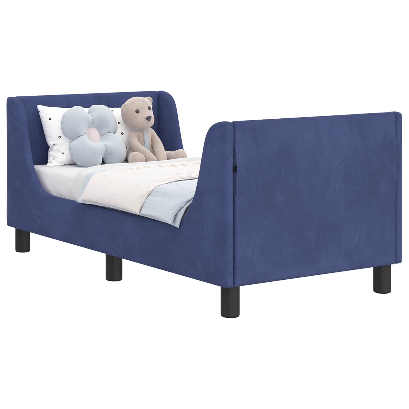 vidaXL Kinderbettgestell mit Kopfteil Polizeiblau 70 x 140 cm Samt