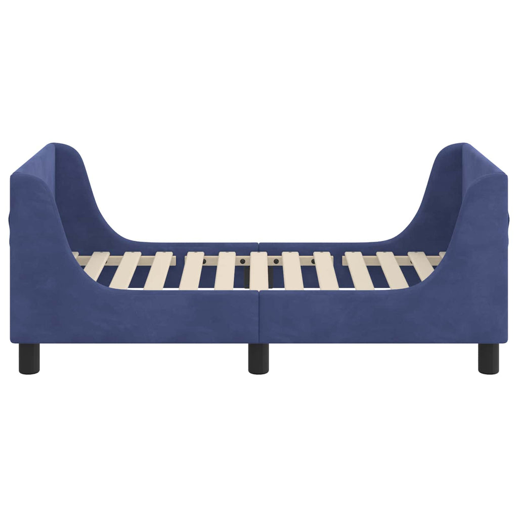 vidaXL Kinderbettgestell mit Kopfteil Polizeiblau 70 x 140 cm Samt