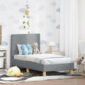 vidaXL Kinderbettgestell mit Kopfteil Hellgrau 70 x 140 cm Stoff