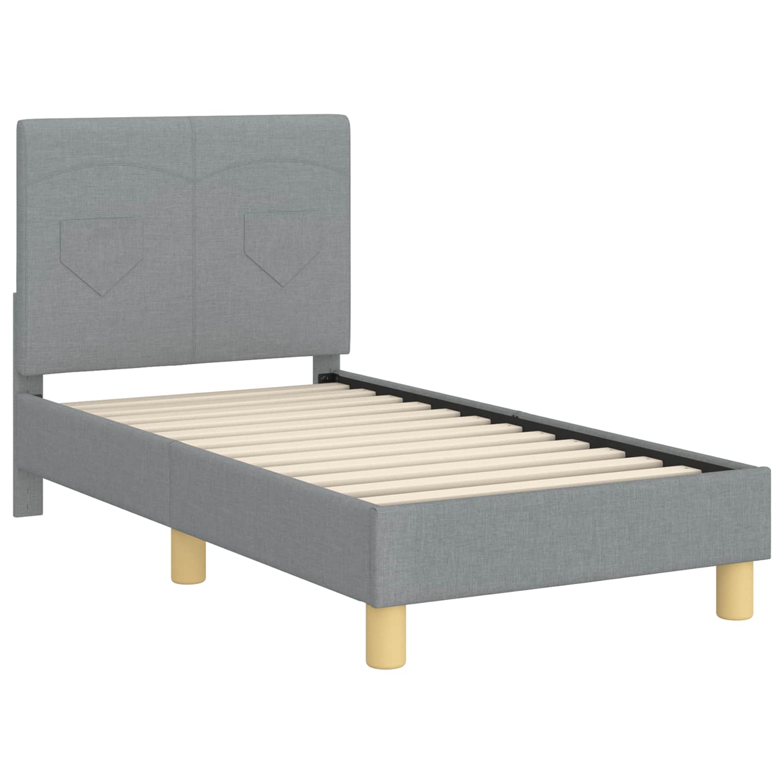 vidaXL Kinderbettgestell mit Kopfteil Hellgrau 70 x 140 cm Stoff