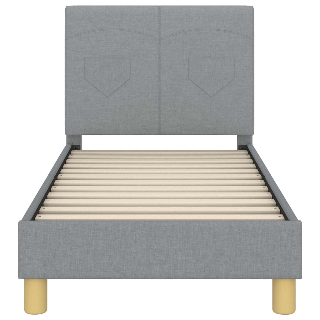vidaXL Kinderbettgestell mit Kopfteil Hellgrau 70 x 140 cm Stoff