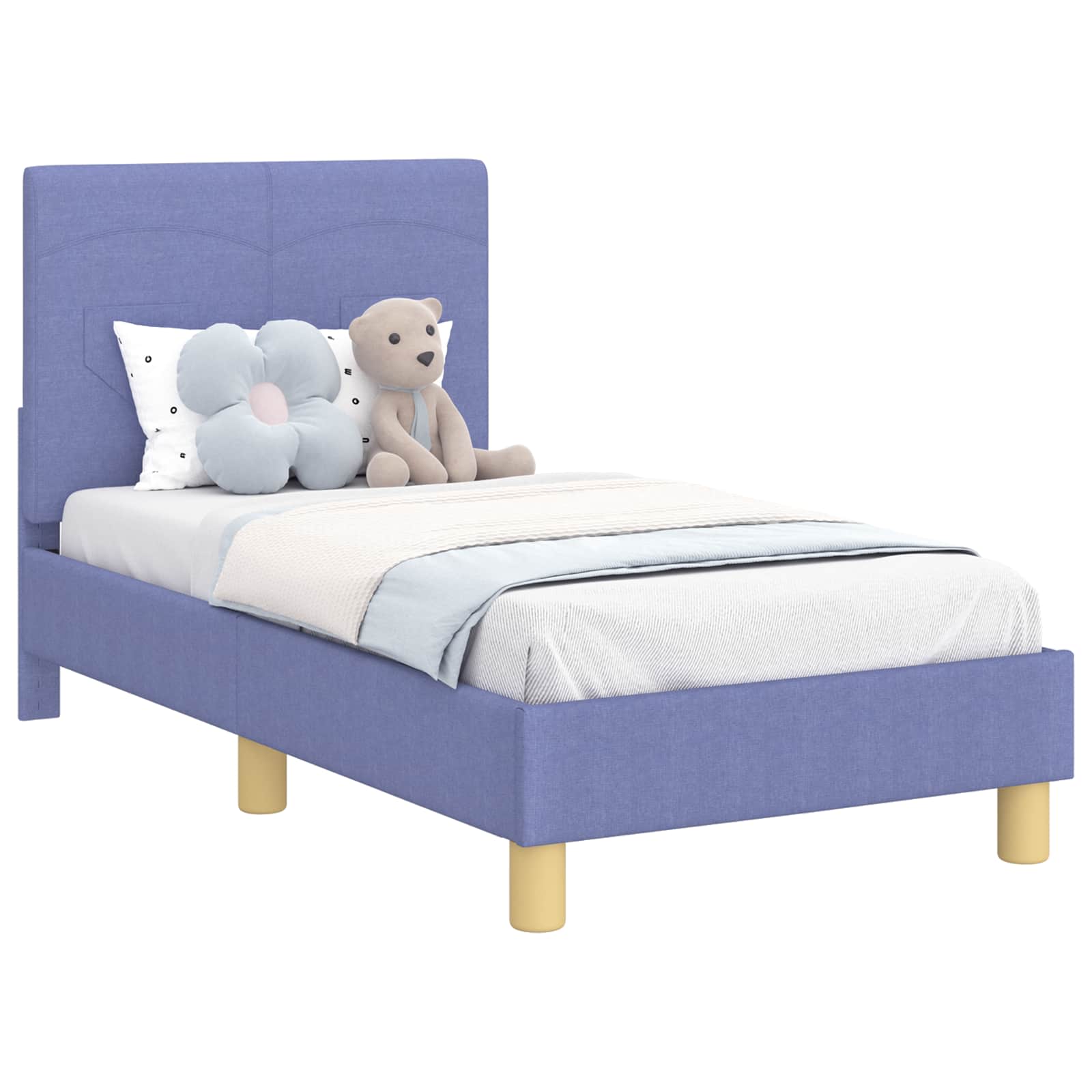 vidaXL Kinderbettgestell mit Kopfteil Jeans blau 70 x 140 cm Stoff