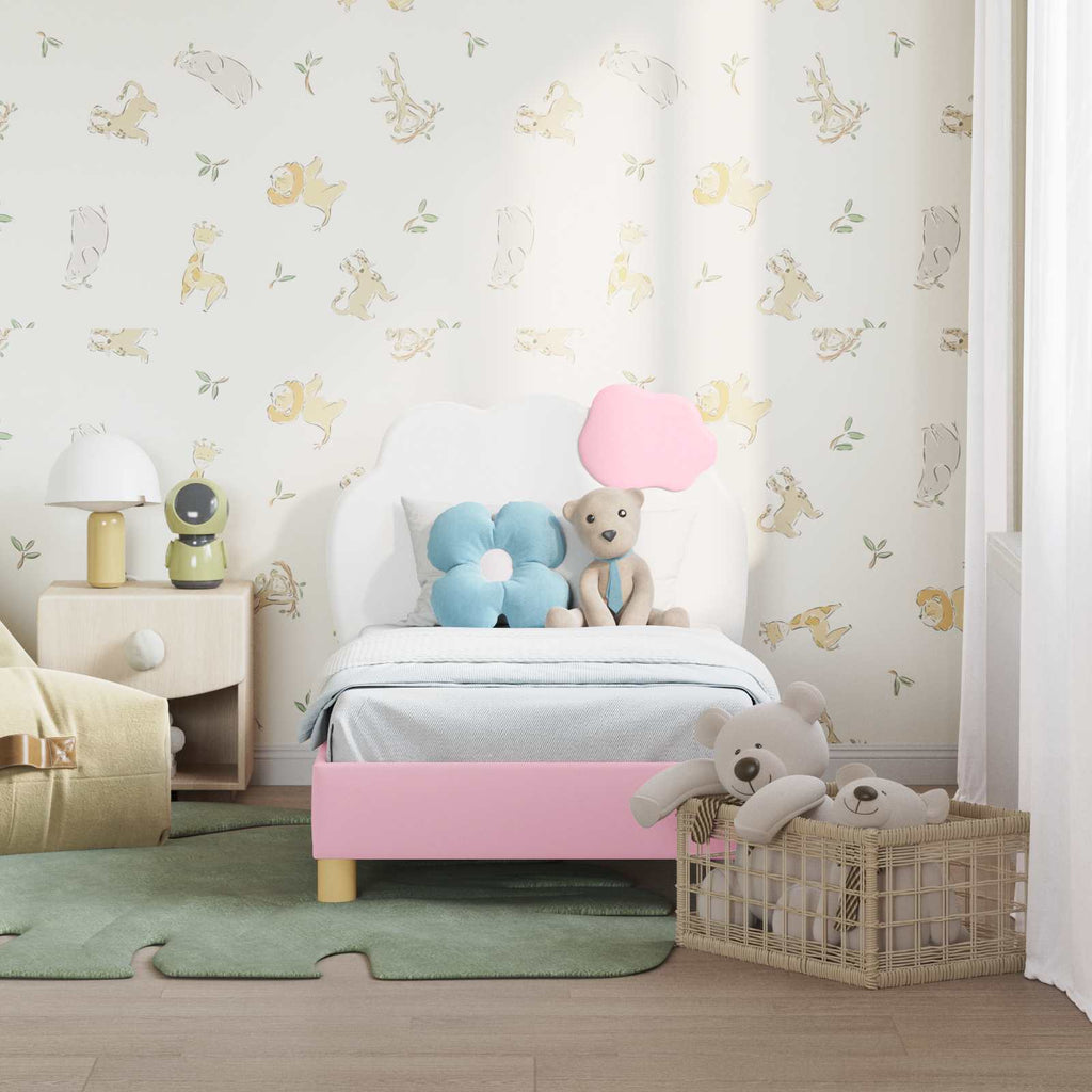 vidaXL Kinderbettgestell mit Kopfteil Rosa 70 x 140 cm PU