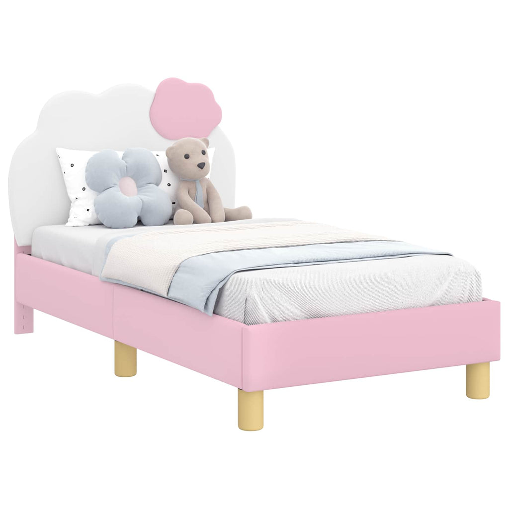 vidaXL Kinderbettgestell mit Kopfteil Rosa 70 x 140 cm PU