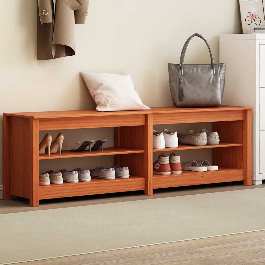 vidaXL Schuhbank mit Regal mit Speicher Wachsbraun 160 x 36,5 x 50 cm
