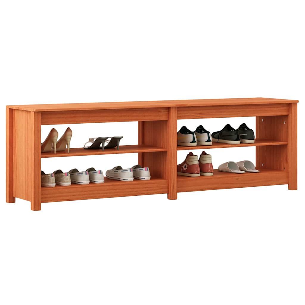 vidaXL Schuhbank mit Regal mit Speicher Wachsbraun 160 x 36,5 x 50 cm