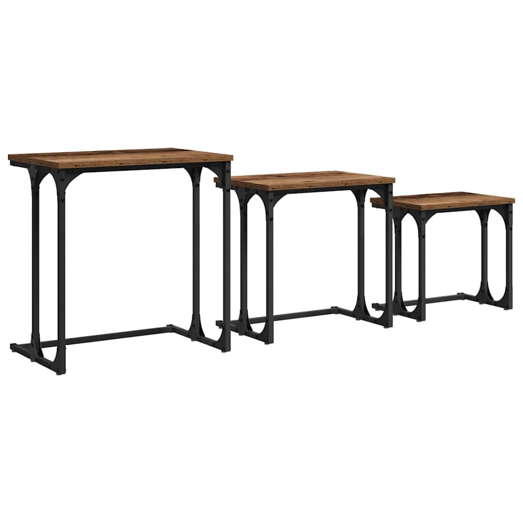 vidaXL Nesting Couchtisch 3 pcs Altholz Holzwerkstoff