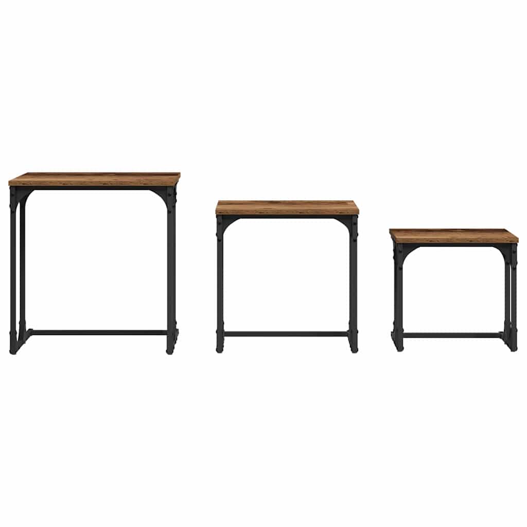 vidaXL Nesting Couchtisch 3 pcs Altholz Holzwerkstoff