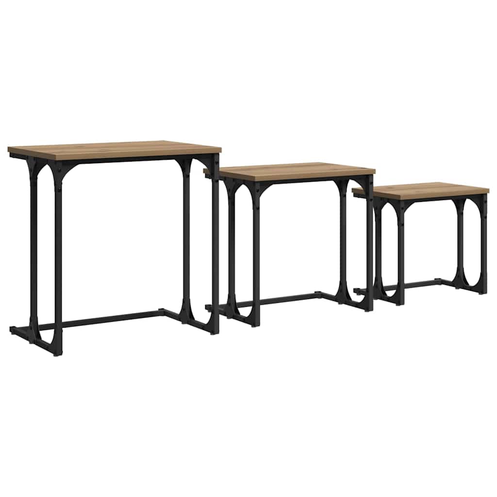 vidaXL Nesting Couchtisch 3 pcs Artisan-Eiche Holzwerkstoff