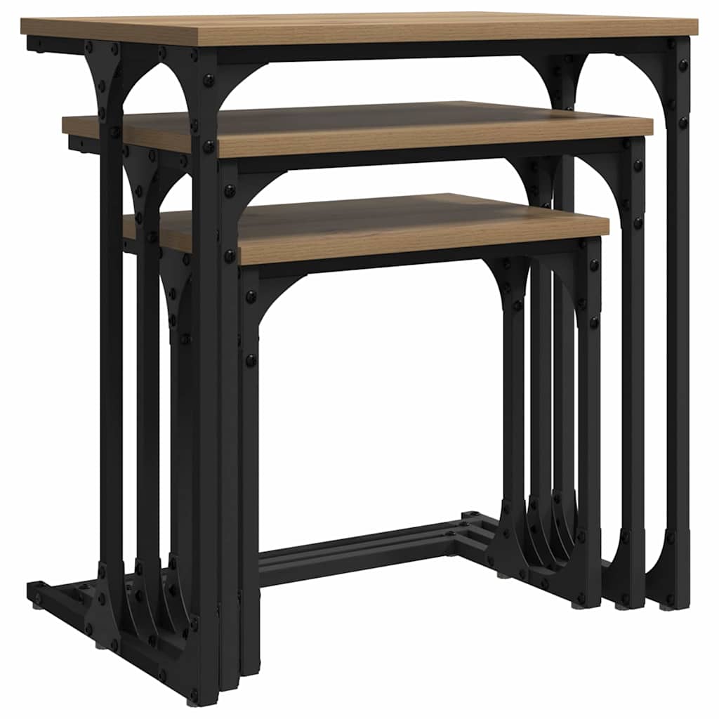 vidaXL Nesting Couchtisch 3 pcs Artisan-Eiche Holzwerkstoff
