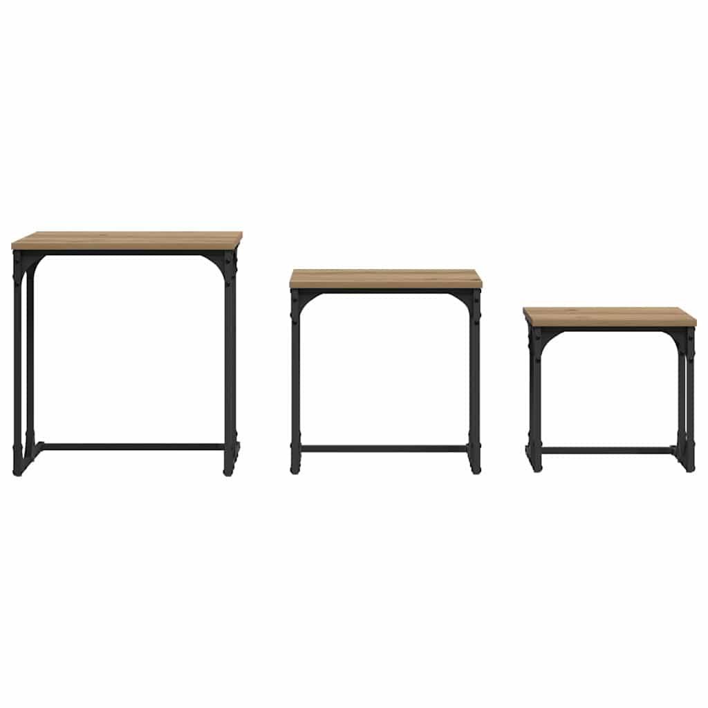 vidaXL Nesting Couchtisch 3 pcs Artisan-Eiche Holzwerkstoff