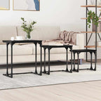 vidaXL Nesting Couchtisch 3 pcs Schwarz Eichen-Optik Holzwerkstoff