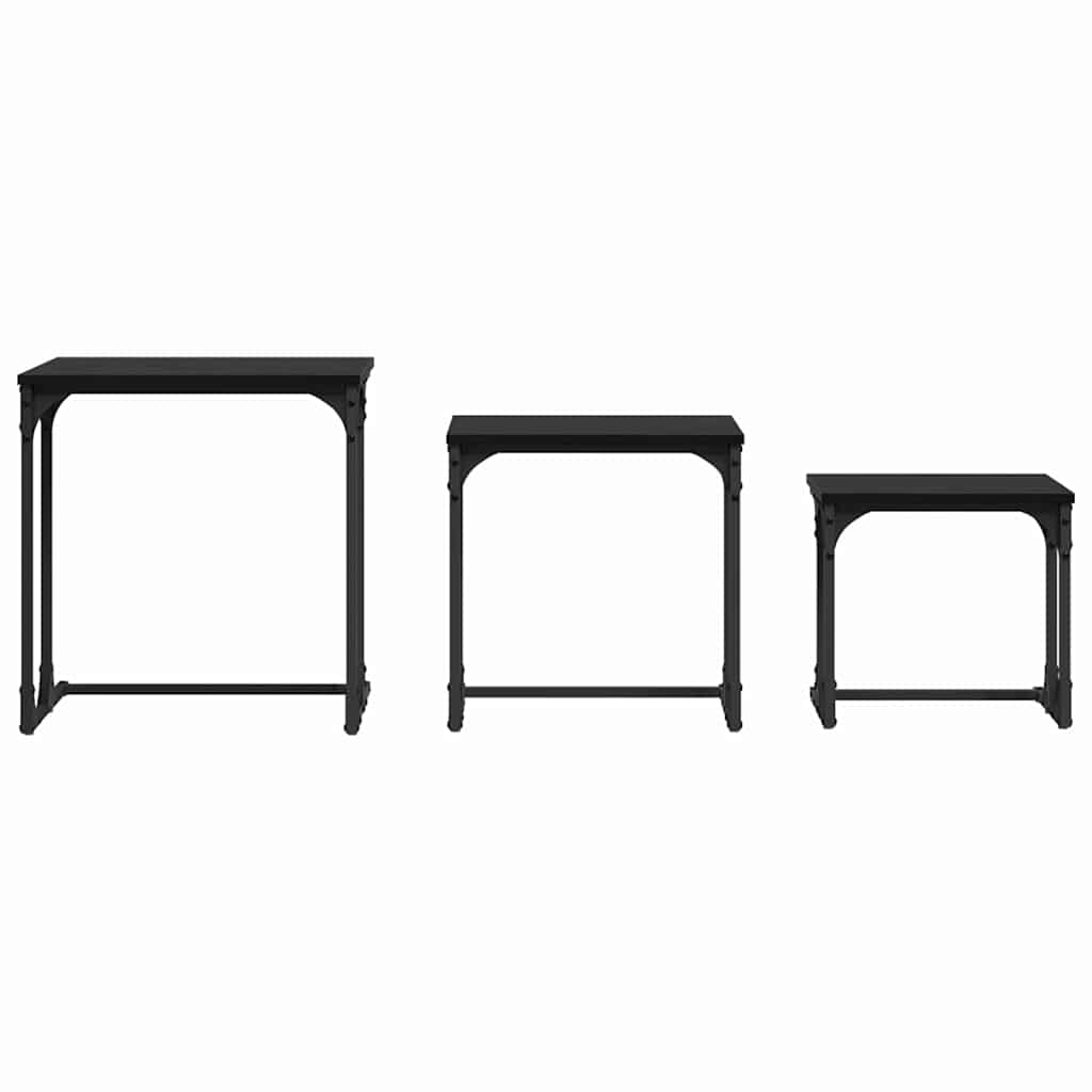 vidaXL Nesting Couchtisch 3 pcs Schwarz Eichen-Optik Holzwerkstoff