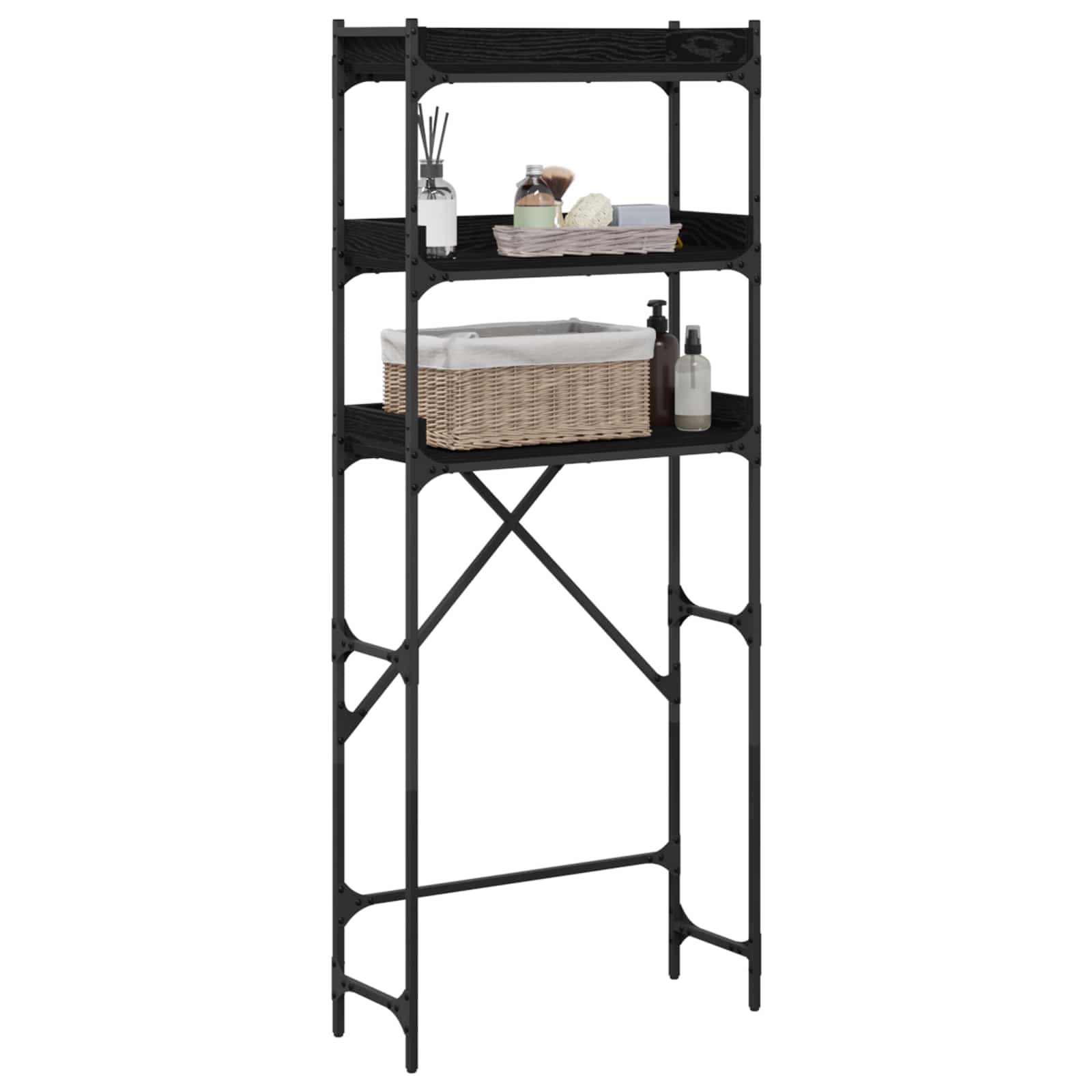 vidaXL Waschmaschinenregal Schwarz 0ak 67 x 25 x 163 cm Holzwerkstoff