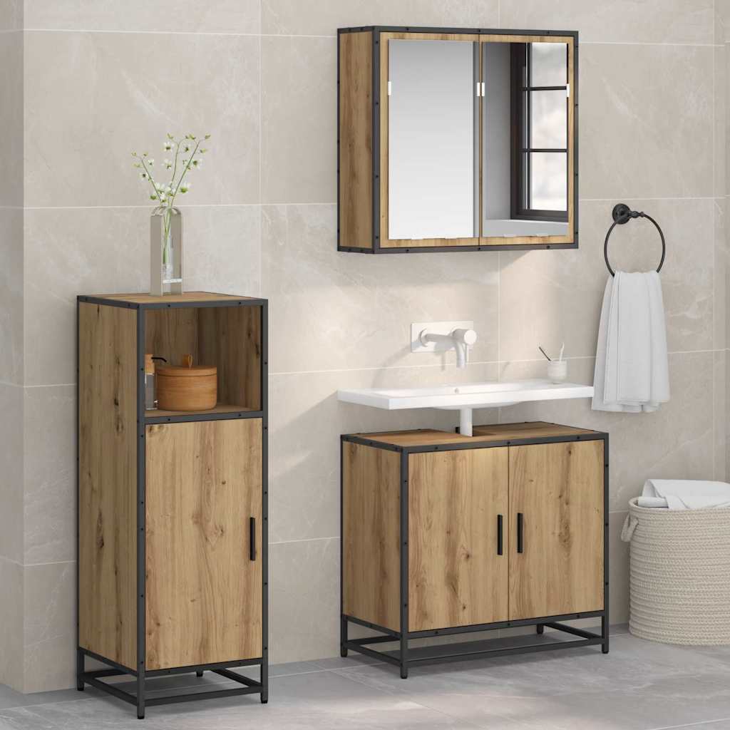 vidaXL Badezimmermöbel-Set mit Regal Artisan-Eiche 35 x 37,5 x 100 cm