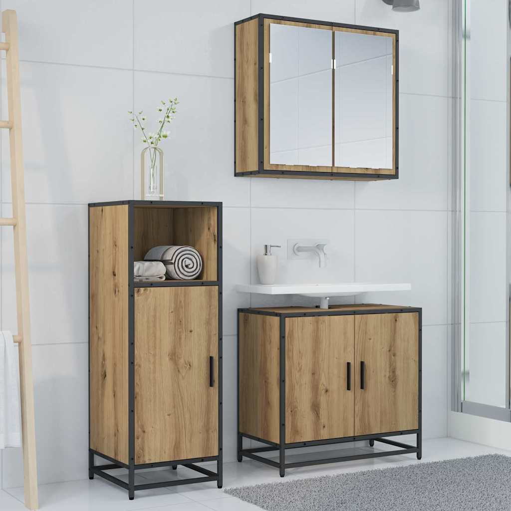 vidaXL Badezimmermöbel-Set mit Regal Artisan-Eiche 35 x 37,5 x 100 cm