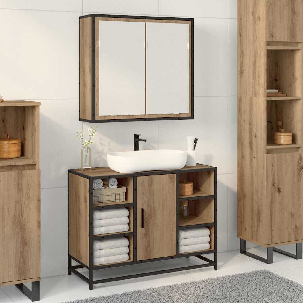 vidaXL Wandregal mit Regal Wandmontiert Artisan-Eiche 65 x 20 x 60 cm