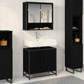 vidaXL Waschbeckenschrank mit Tür Schwarz Eichen-Optik 65 x 33 x 60 cm