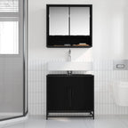 vidaXL Waschbeckenschrank mit Tür Schwarz Eichen-Optik 65 x 33 x 60 cm