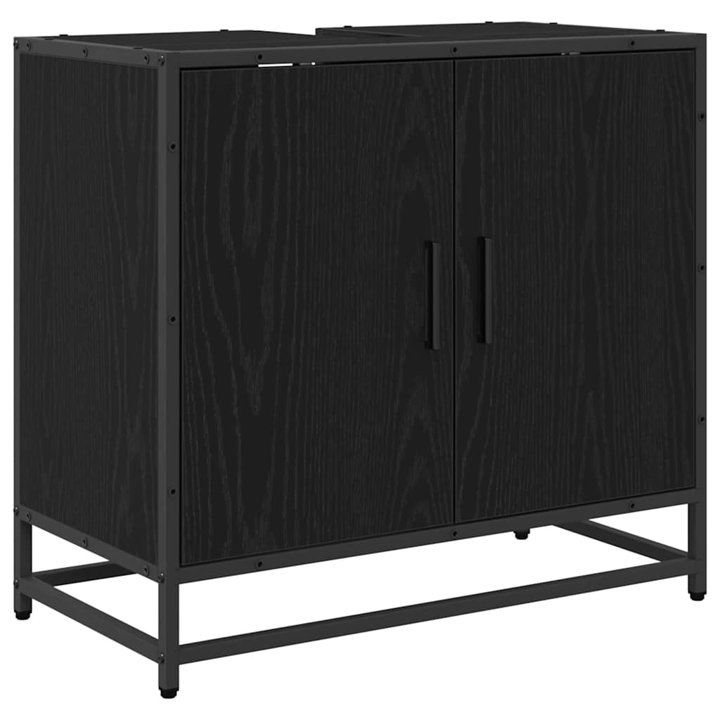 vidaXL Waschbeckenschrank mit Tür Schwarz Eichen-Optik 65 x 33 x 60 cm