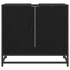 vidaXL Waschbeckenschrank mit Tür Schwarz Eichen-Optik 65 x 33 x 60 cm