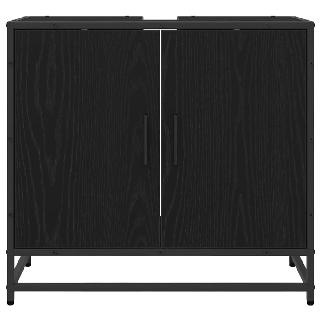 vidaXL Waschbeckenschrank mit Tür Schwarz Eichen-Optik 65 x 33 x 60 cm