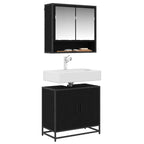 vidaXL Waschbeckenschrank mit Tür Schwarz Eichen-Optik 65 x 33 x 60 cm