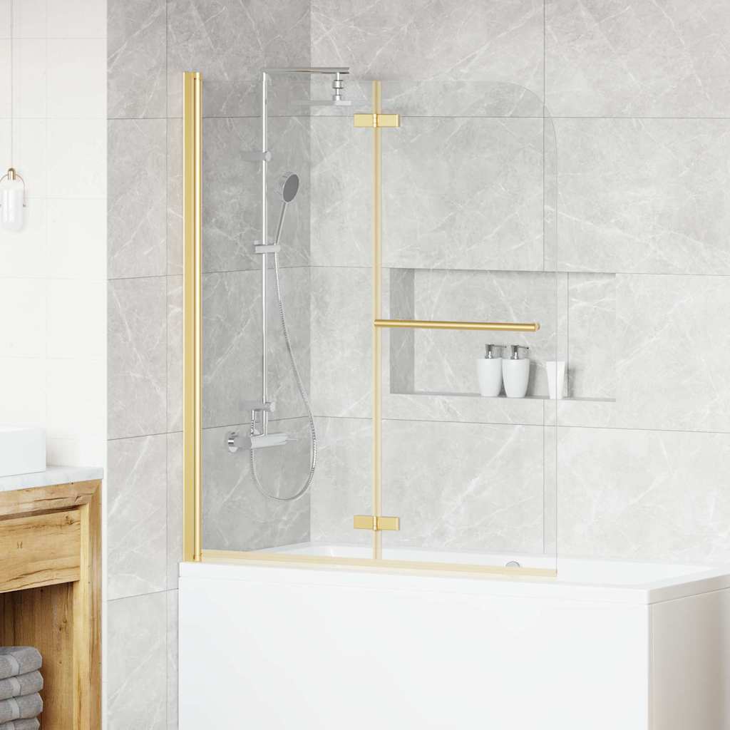vidaXL Duschabtrennung Transparent und Gold 120 x 140 cm