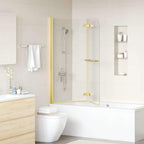 vidaXL Duschabtrennung Transparent und Gold 120 x 140 cm