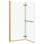 vidaXL Duschabtrennung Transparent und Gold 120 x 140 cm