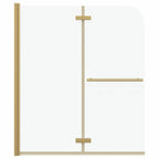 vidaXL Duschabtrennung Transparent und Gold 120 x 140 cm