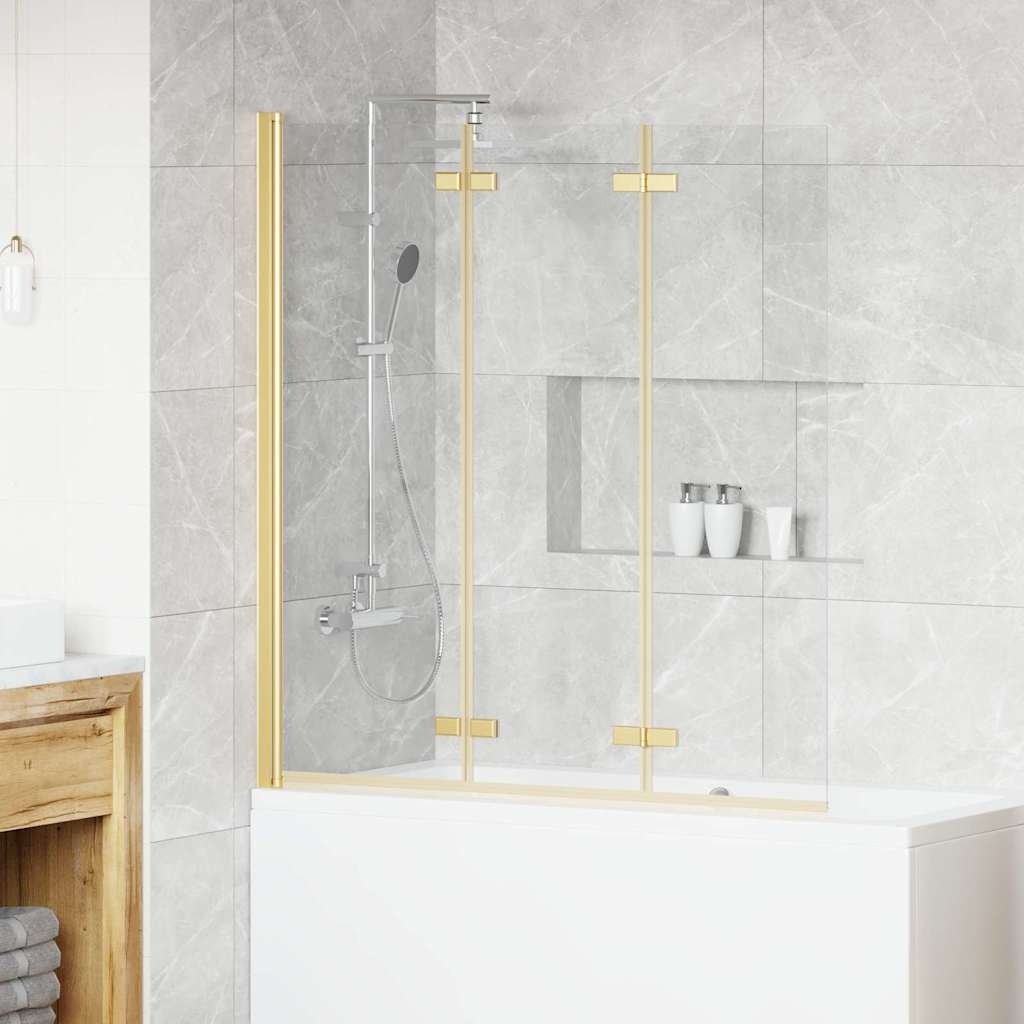 vidaXL Faltbare Duschtrennwand Gold 130 x 138 cm