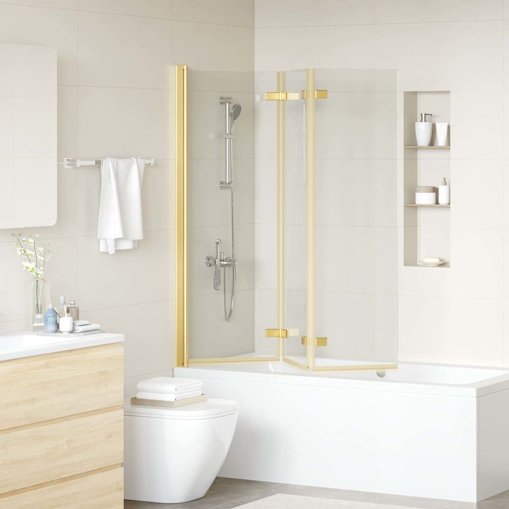 vidaXL Faltbare Duschtrennwand Gold 130 x 138 cm