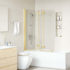 vidaXL Faltbare Duschtrennwand Gold 130 x 138 cm