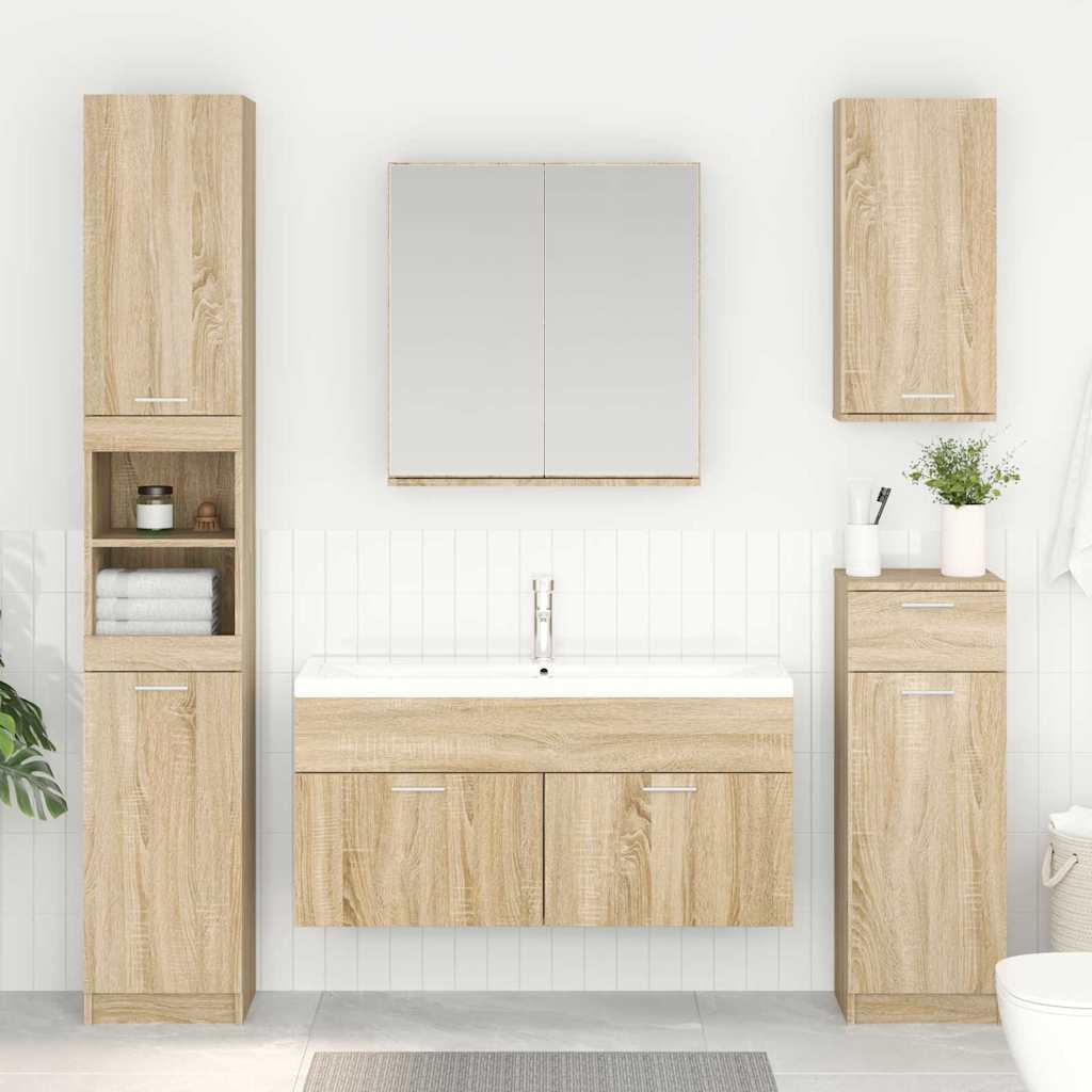 vidaXL Waschbeckenunterschrank mit Speicher Sonoma-Eiche Holzwerkstoff