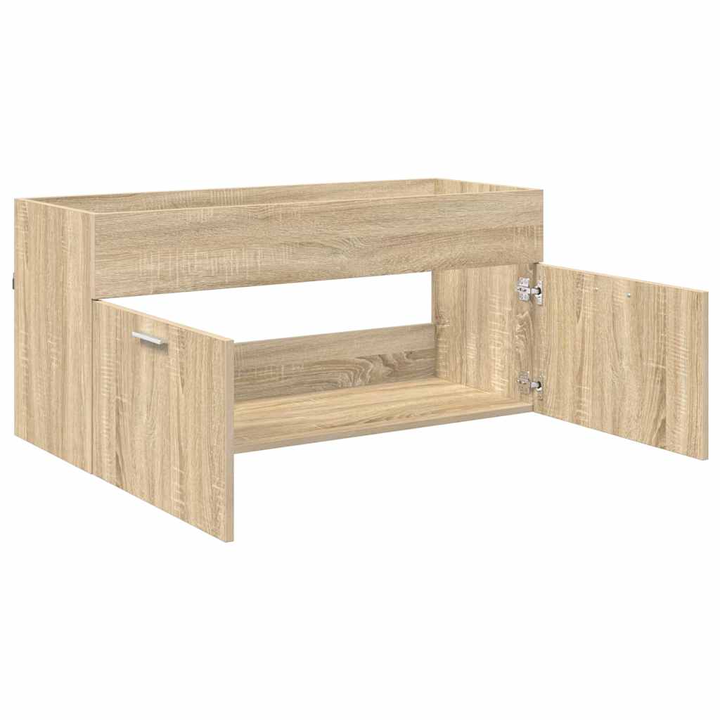 vidaXL Waschbeckenunterschrank mit Speicher Sonoma-Eiche Holzwerkstoff
