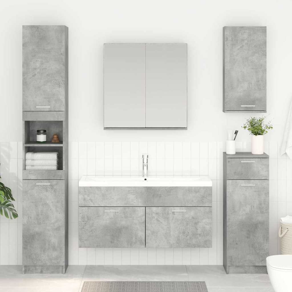 vidaXL Waschbeckenunterschrank mit Speicher Beton Grau Holzwerkstoff