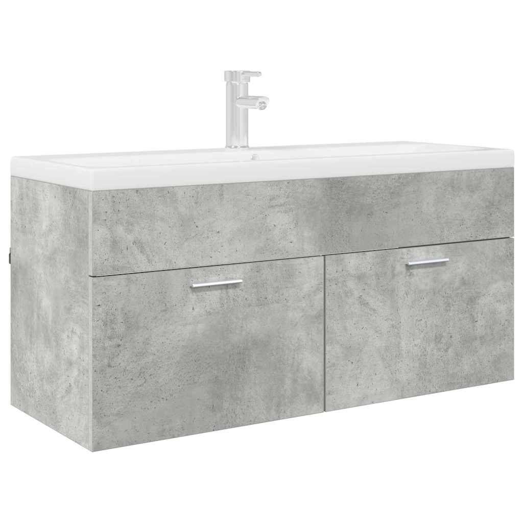 vidaXL Waschbeckenunterschrank mit Speicher Beton Grau Holzwerkstoff