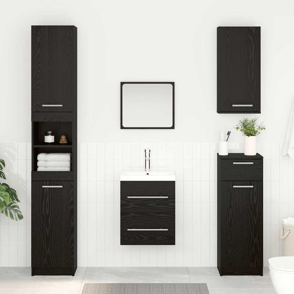 vidaXL Waschbeckenunterschrank Schwarz Eichen-Optik 38,5 x 41 x 48 cm