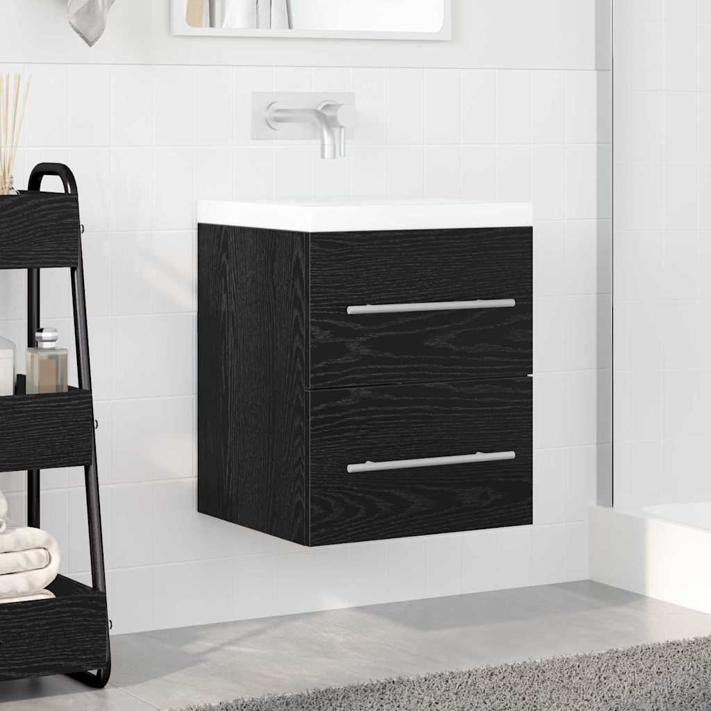 vidaXL Waschbeckenunterschrank Schwarz Eichen-Optik 38,5 x 41 x 48 cm