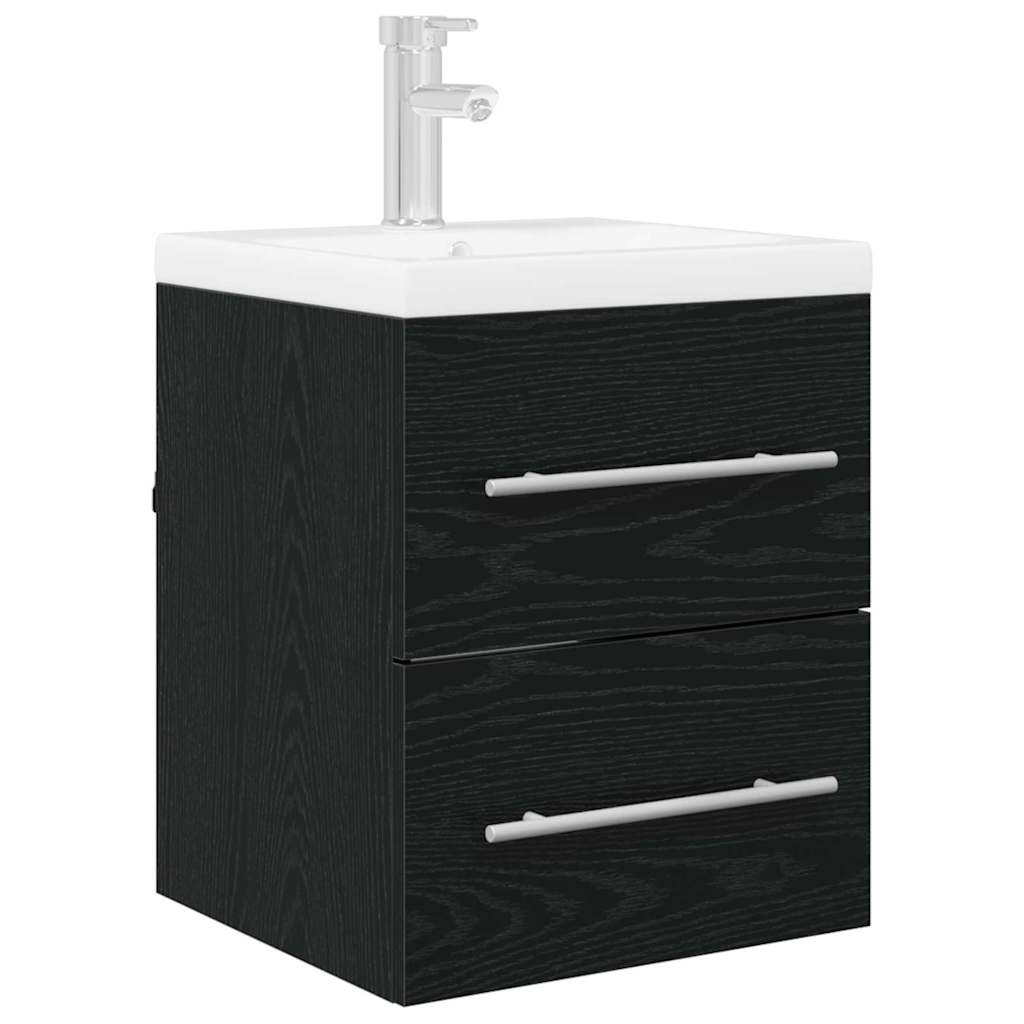 vidaXL Waschbeckenunterschrank Schwarz Eichen-Optik 38,5 x 41 x 48 cm