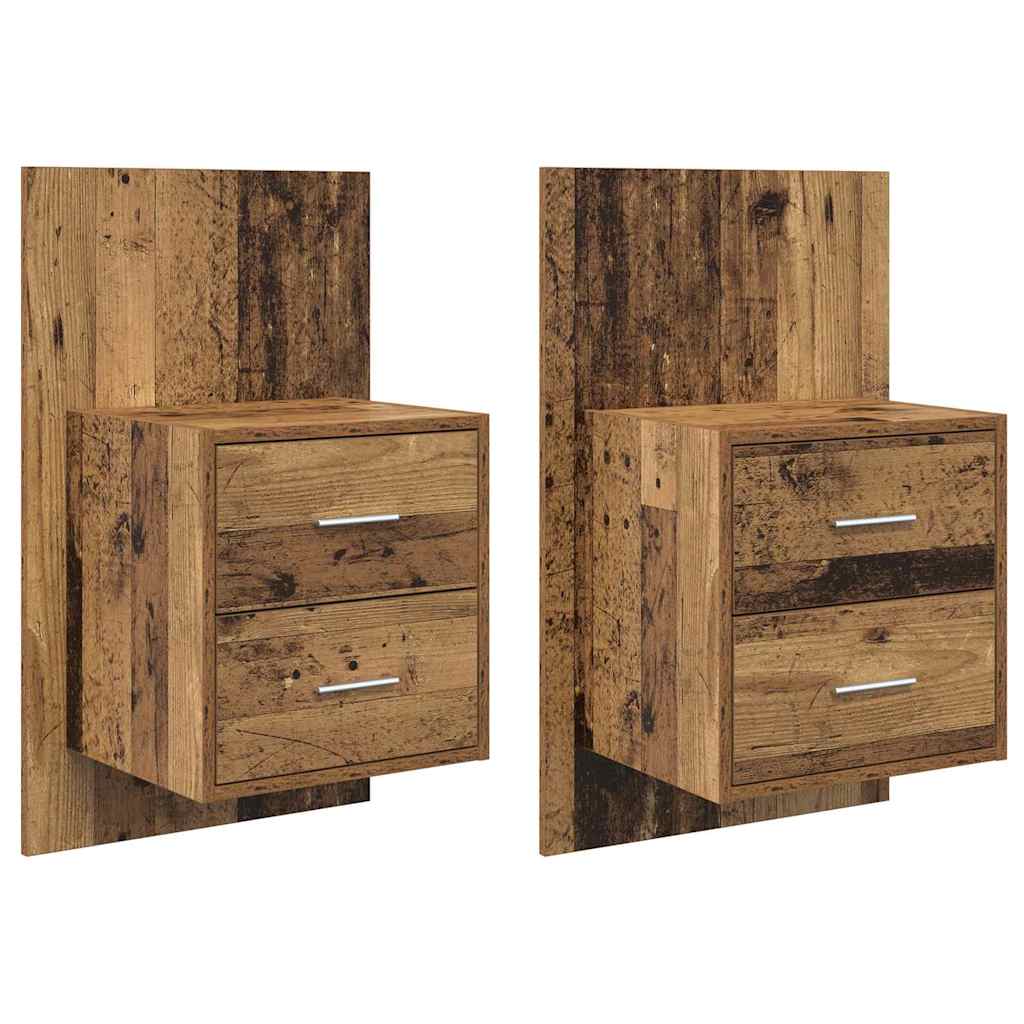 vidaXL Wandmontiertes Nachttischchen 2 pcs Altholz 48,5 x 32,5 x 80 cm