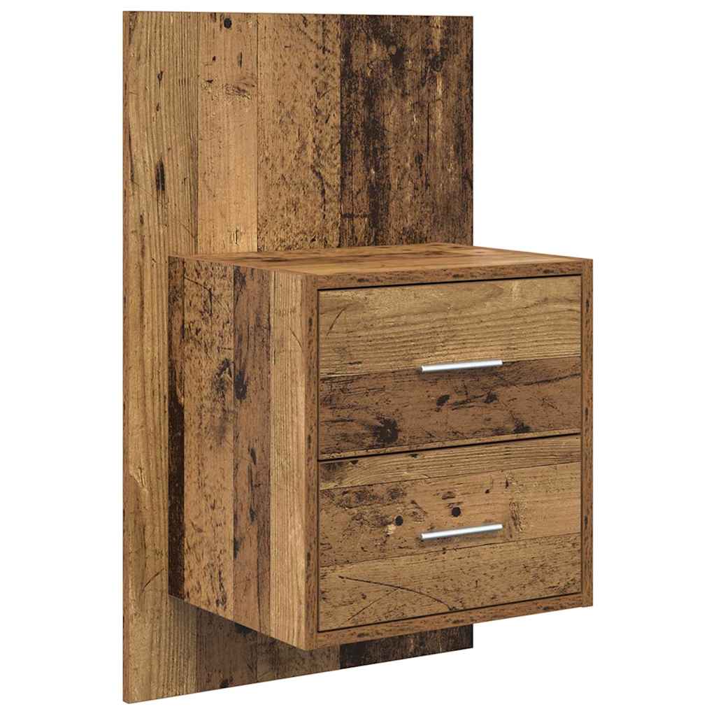 vidaXL Wandmontiertes Nachttischchen 2 pcs Altholz 48,5 x 32,5 x 80 cm