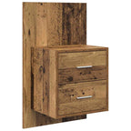 vidaXL Wandmontiertes Nachttischchen 2 pcs Altholz 48,5 x 32,5 x 80 cm