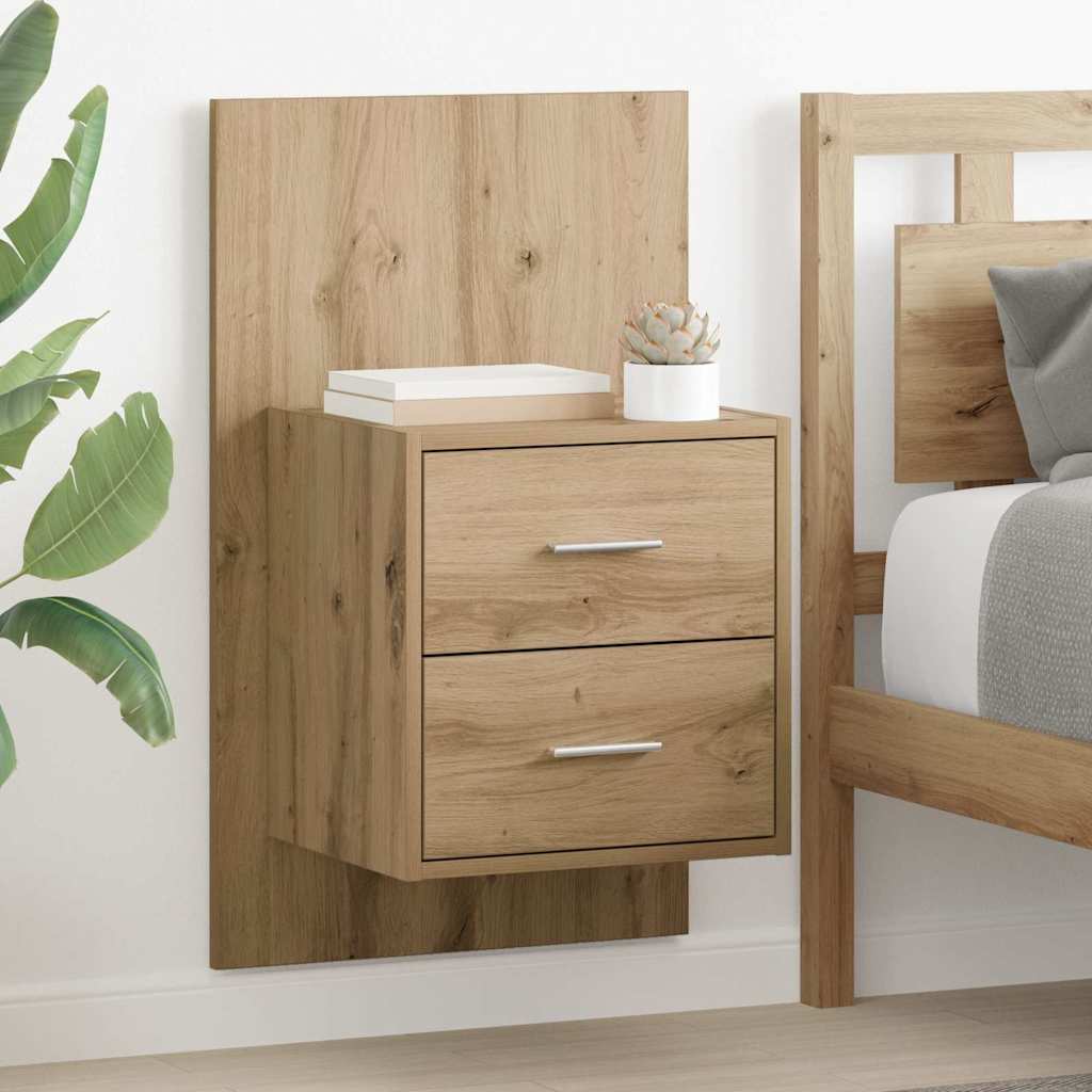 vidaXL Wandmontiertes Nachttischchen Wandmontiert 2 pcs Artisan-Eiche